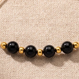 Bracelet Obsidienne Noire ALTÉA®, Pierre Noire sur Cordon Coulissant Doré
