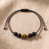 Bracelet Pierre de Lave et Œil de Tigre VOLCANA®, Coulissant Femme