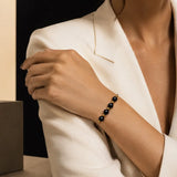 Bracelet Obsidienne Noire ALTÉA®, Pierre Noire sur Cordon Coulissant Doré