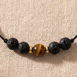 Bracelet Pierre de Lave et Œil de Tigre VOLCANA®, Coulissant Femme