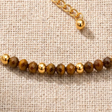 Bracelet Œil de Tigre FILÉA®, Bracelet Fin Doré et Perles Facettées 3 mm
