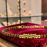 Bracelet fin en Œil de tigre FINA®, perles facettées et acier doré