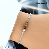 Bracelet en pierre Œil de Tigre sur chaîne argentée