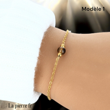 Bracelet en pierre Œil de Tigre sur chaîne dorée