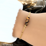 Bracelet en pierre Œil de Tigre sur chaîne dorée