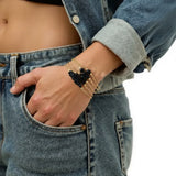 Bracelet en pierre Onyx Noir sur chaîne dorée