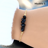 Bracelet en pierre Onyx Noir sur chaîne dorée