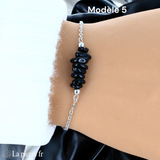 Bracelet en pierre Onyx Noir sur chaîne argentée