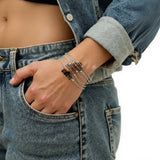 Bracelet Quartz Fumé Chaîne Argentée Acier Inoxydable
