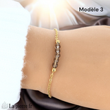 Bracelet Quartz Fumé Chaîne Dorée Acier Inoxydable