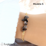 Bracelet Quartz Fumé Chaîne Dorée Acier Inoxydable