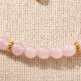 Bracelet Quartz Rose ORÉLIA®, Perles Roses 4 mm et Chaîne Dorée Femme
