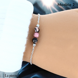 Bracelet en pierre Rhodonite sur chaîne argentée