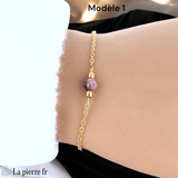 Bracelet en pierre Rhodonite sur chaîne dorée