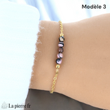 Bracelet en pierre Rhodonite sur chaîne dorée