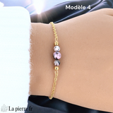 Bracelet en pierre Rhodonite sur chaîne dorée