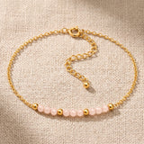 Bracelet Pierre de Lune Rose FILÉA®, Chaîne Fine Dorée et Perles Facettées