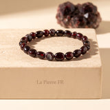 Bracelet Grenat Rouge en Pierres Roulées de 6 mm, Élastique