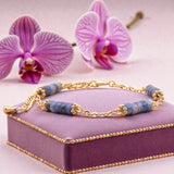 Bracelet heishi en Sodalite QUATUOR®, acier doré