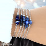Bracelet Sodalite Chaîne Argentée Acier Inoxydable
