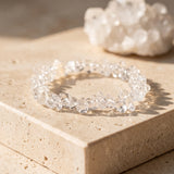 Bracelet Pierre Blanche en Cristal de Roche Baroque, Pépites Naturelles