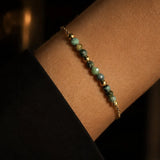 Bracelet Turquoise Africaine FILÉA®, Jaspe Bleu-Vert sur Chaîne Fine Dorée