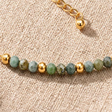 Bracelet Turquoise Africaine FILÉA®, Jaspe Bleu-Vert sur Chaîne Fine Dorée
