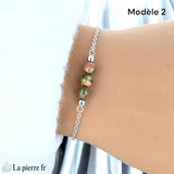 Bracelet en pierre Unakite sur chaîne argentée