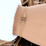 Bracelet en pierre Unakite sur chaîne dorée