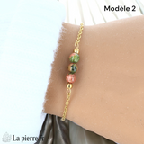 Bracelet en pierre Unakite sur chaîne dorée