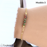 Bracelet en pierre Unakite sur chaîne dorée