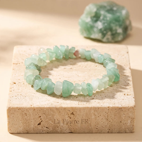 Bracelet en aventurine verte, pépites baroques polies en pierre naturelle