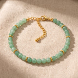 Bracelet Aventurine Verte Femme ORÉLIA®, Perles 4 mm et Fermoir Doré
