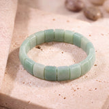 Bracelet Aventurine Verte Plate, Plaques de 14 mm sur Élastique, Homme et Femme