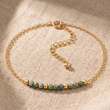 Bracelet Turquoise Africaine FILÉA®, Jaspe Bleu-Vert sur Chaîne Fine Dorée