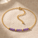 Bracelet Améthyste FILÉA®, Chaîne Fine Dorée et Perles Violettes Facettées