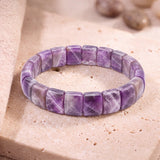 Bracelet Améthyste Chevron Homme et Femme, Plaques de 14 mm sur Élastique