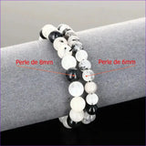 Bracelet lithothérapie sur mesure (12-18cm) en Quartz Tourmaline (perles 6/8mm). Alliance naturelle pour protection, ancrage & clarté.
