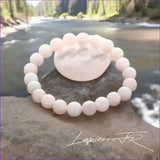 Bracelet pierre naturelle véritable Quartz Rose pâle, perles rondes pour lithothérapie, amour inconditionnel et chakra cœur.