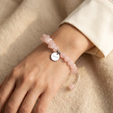 Bracelet Quartz Rose DUO®, Pierre Baroque et Perles 6 mm