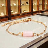 Bracelet Quartz rose LINE® – pierre rose tube facettée sur chaîne dorée