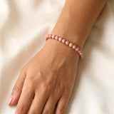 Bracelet Rhodonite en Perles Rondes de 6 ou 8 mm, Élastique