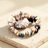 Bracelet Rhodonite Rose en Pépites Baroques Veinées de Noir