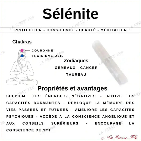 vertus du Bracelet pierre naturelle Sélénite 