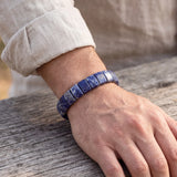 Bracelet Sodalite Homme et Femme, Plaques Plates de 14 mm sur Élastique