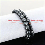 Authentique bracelet lithothérapie Tourmaline Noire (6/8mm). Protection énergétique, ancrage profond et stabilité émotionnelle.