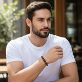 Bracelet “Triple Protection” en perles de pierre naturelle – Œil de Tigre, Œil de Faucon et Œil de Taureau