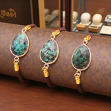 Bracelet Turquoise africaine ÉCLIPSE® – pierre naturelle ovale facettée sur cordon réglable