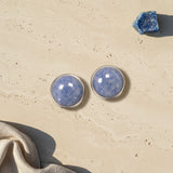 Cache Bouton en Aventurine Bleue, Couvre Bouton de Chemise, Lot de 2