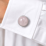 Cache Bouton Chemise Femme en Quartz Rose, Lot de 2, Pierre Naturelle